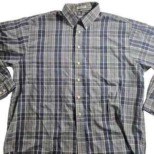 Wentworth Shirt Mens XL Blue Plaid Long Sleeve Button Front Casual Cotton Blend